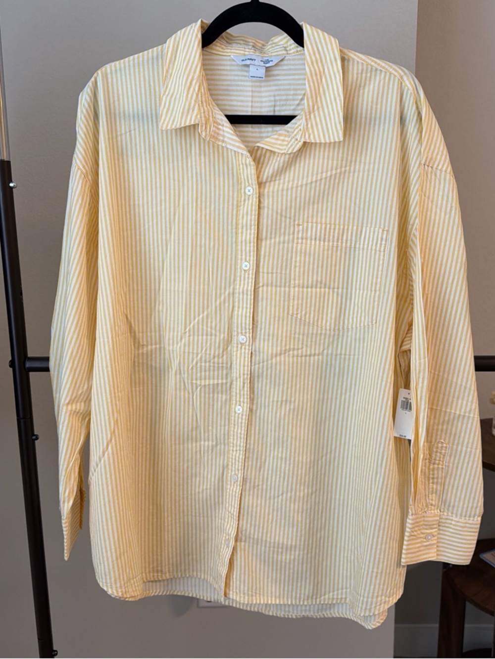 Light Yellow Striped Button-Up Shirt